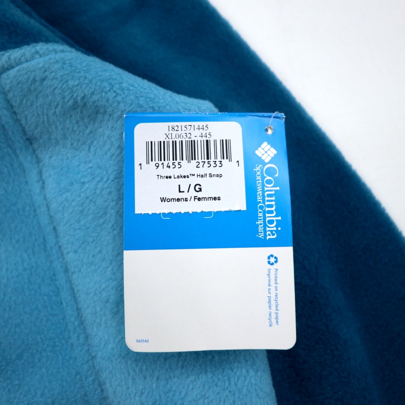 Columbia Half Snap T Pile Pullover L Blu bicolore Fleece Pullover XL0632 Nuovo con etichette