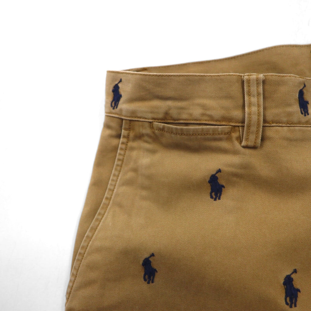 POLO RALPH LAUREN Pantaloncini Chino S Beige Cotone Ricamo Pony All-Over