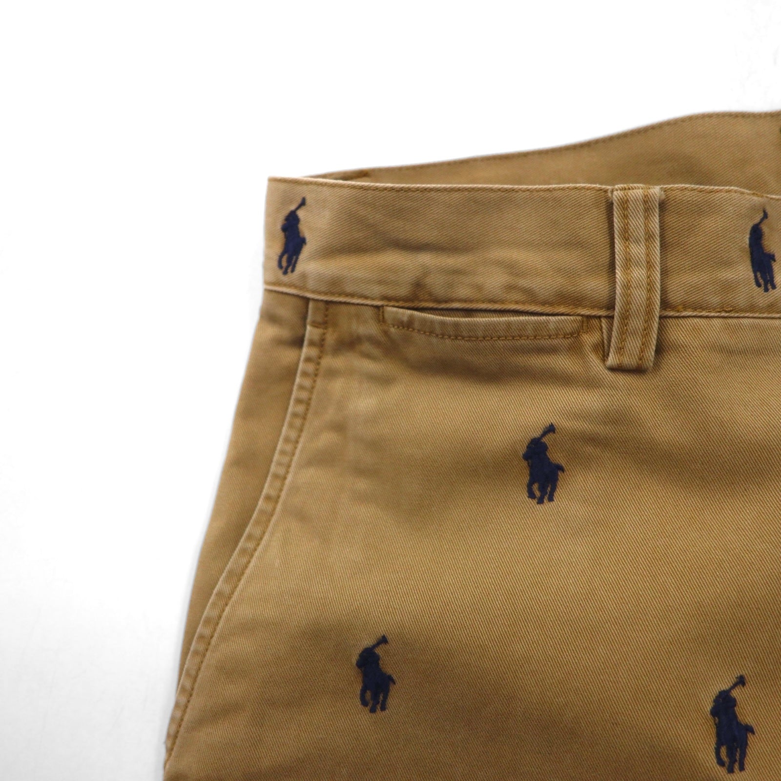 POLO RALPH LAUREN Pantaloncini Chino S Beige Cotone Ricamo Pony All-Over