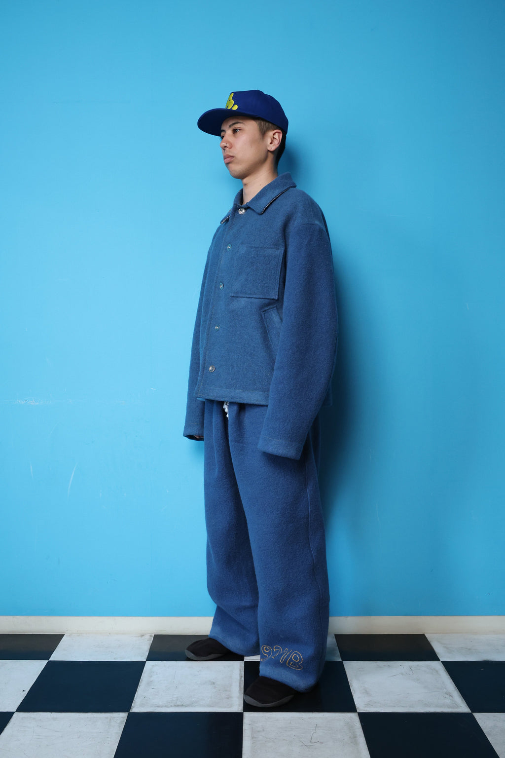 Giacca trucker in lana militare (blu)