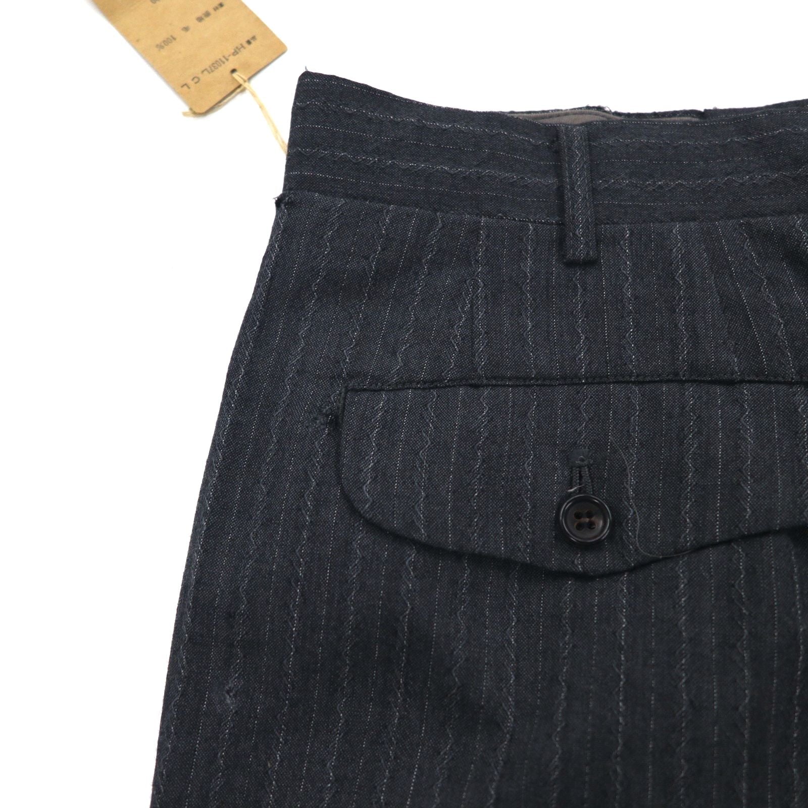 COMME des GARCONS Pantaloni a pieghe anni '80 L Grigio a righe HP-1103L Made in Japan Nuovo con etichette
