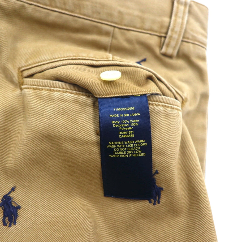 POLO RALPH LAUREN Pantaloncini Chino S Beige Cotone Ricamo Pony All-Over