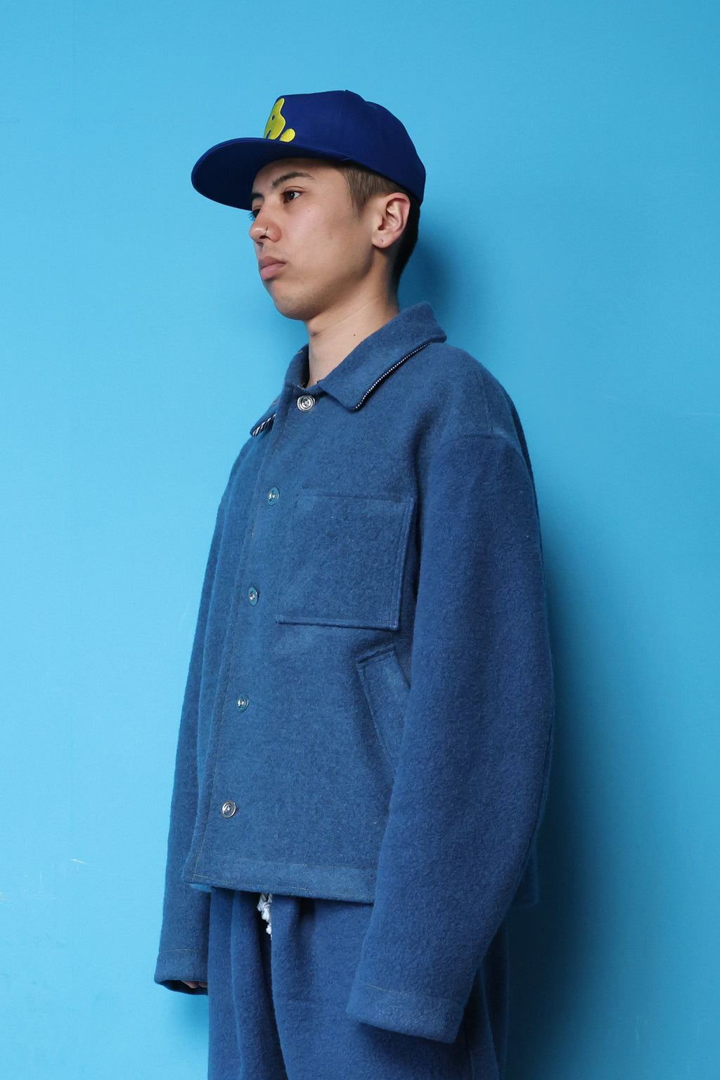Giacca trucker in lana militare (blu)