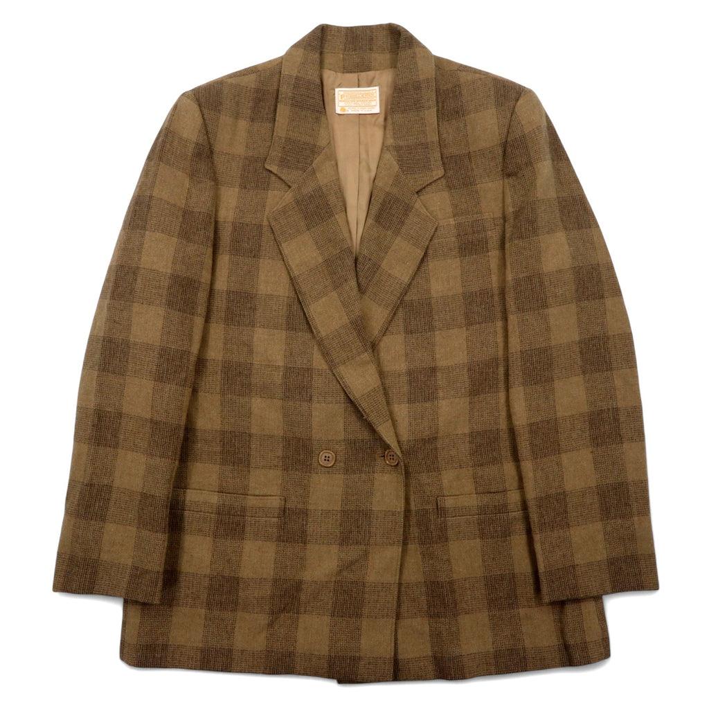 PENDLETON Made in USA Anni '70 Tweed Doppio Petto Giacca XL Beige Quadri Lana Etichetta Bianca