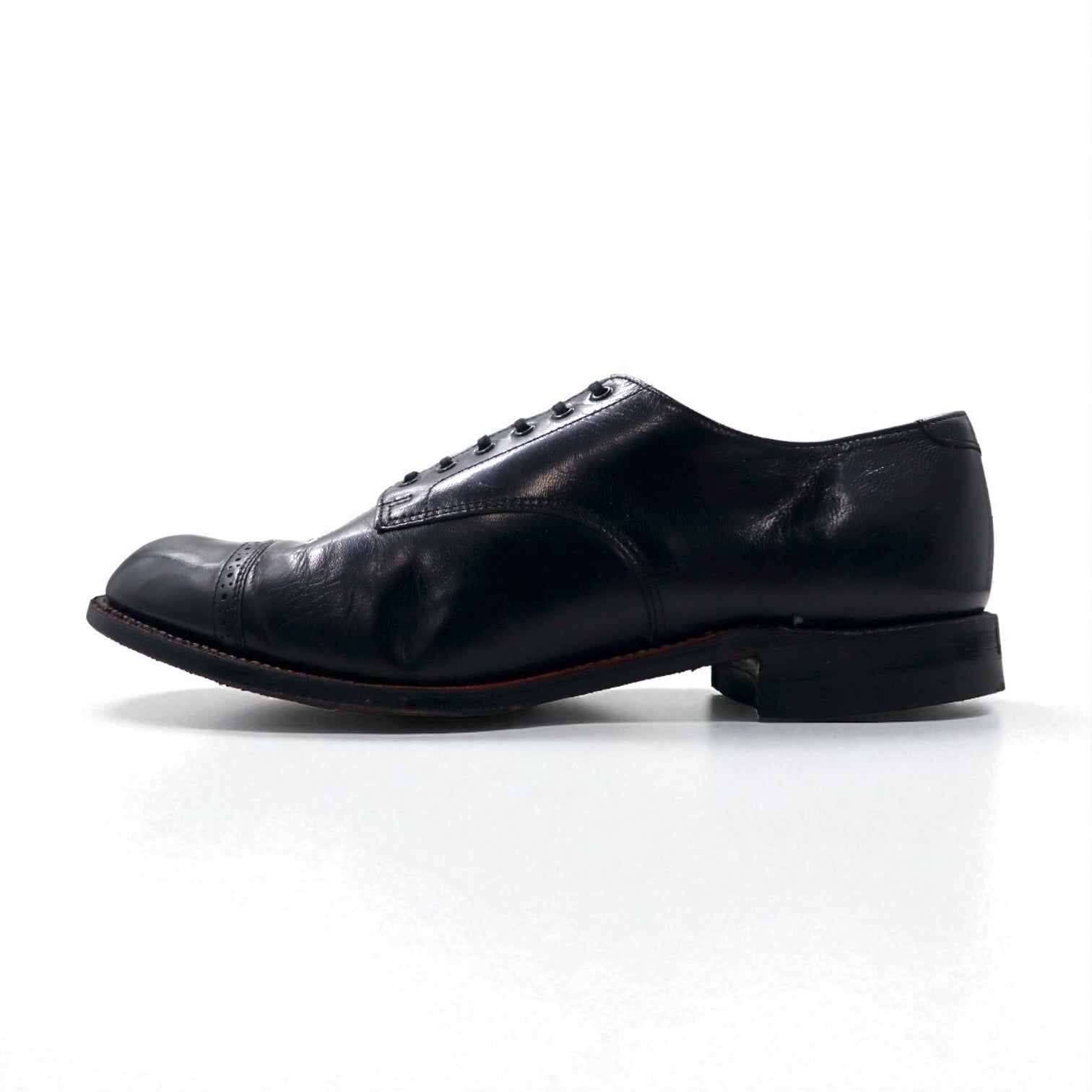 STACY ADAMS Anni '80 Made in USA MADISON Scarpe eleganti traforate con punta a cappuccio 27,5 cm Pelle nera Capretto 453044