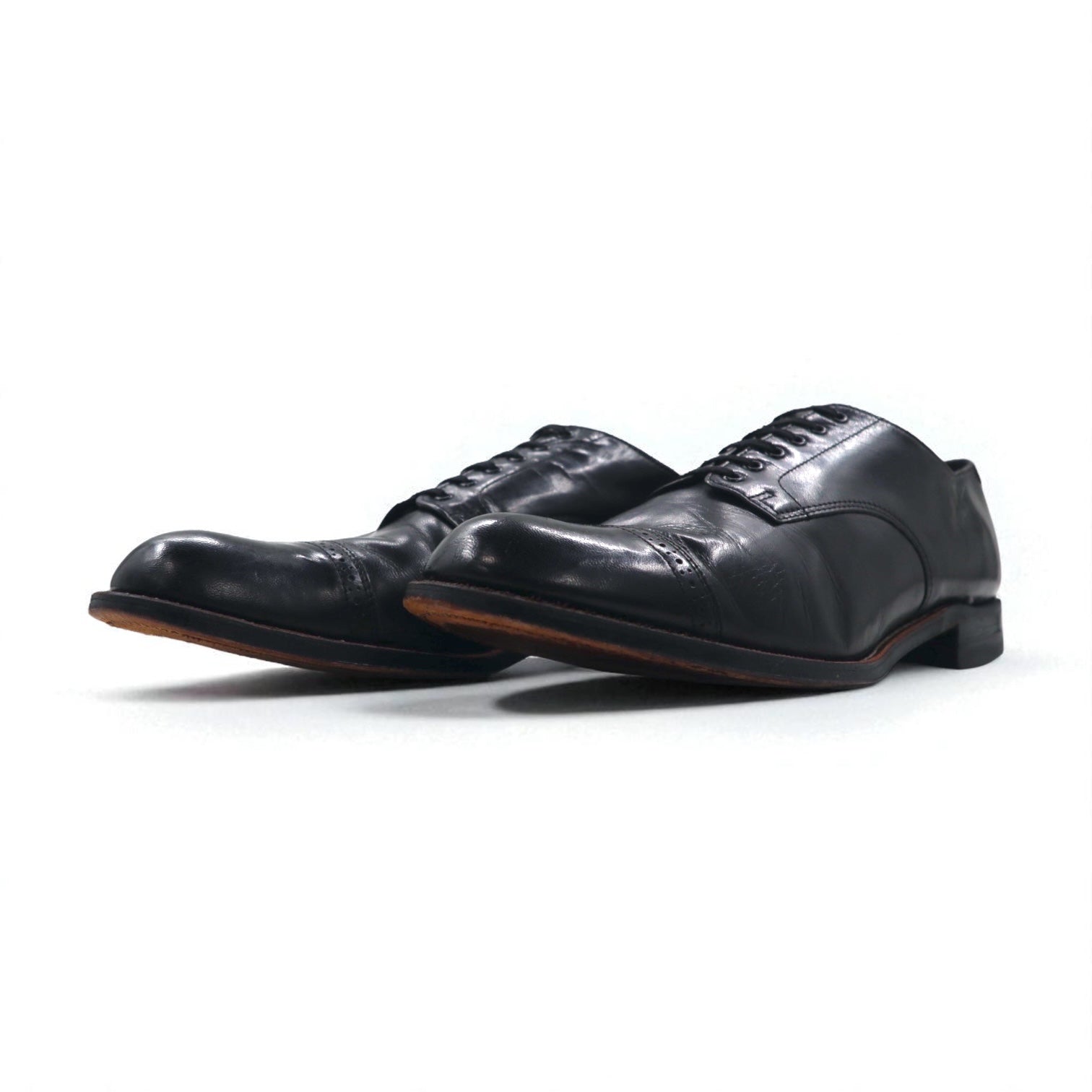 STACY ADAMS Anni '80 Made in USA MADISON Scarpe eleganti traforate con punta a cappuccio 27,5 cm Pelle nera Capretto 453044