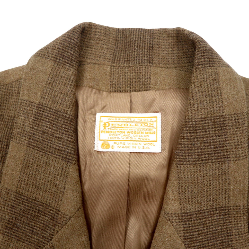 PENDLETON Made in USA Anni '70 Tweed Doppio Petto Giacca XL Beige Quadri Lana Etichetta Bianca