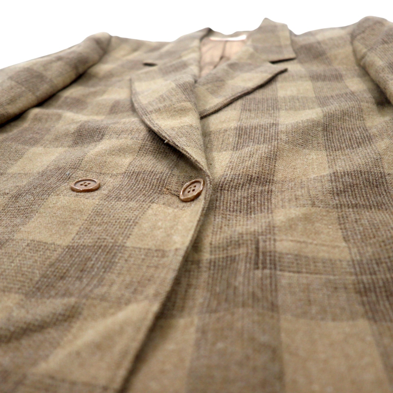 PENDLETON Made in USA Anni '70 Tweed Doppio Petto Giacca XL Beige Quadri Lana Etichetta Bianca