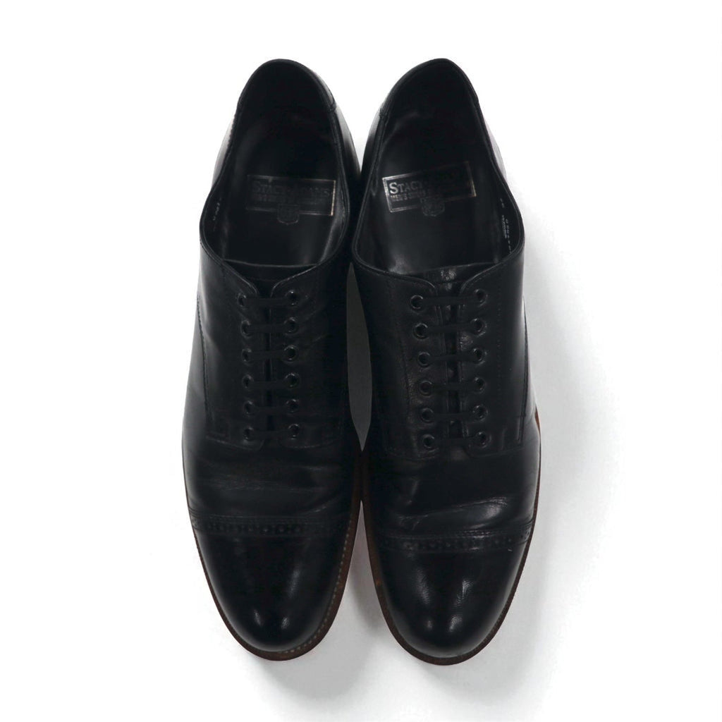 STACY ADAMS Anni '80 Made in USA MADISON Scarpe eleganti traforate con punta a cappuccio 27,5 cm Pelle nera Capretto 453044