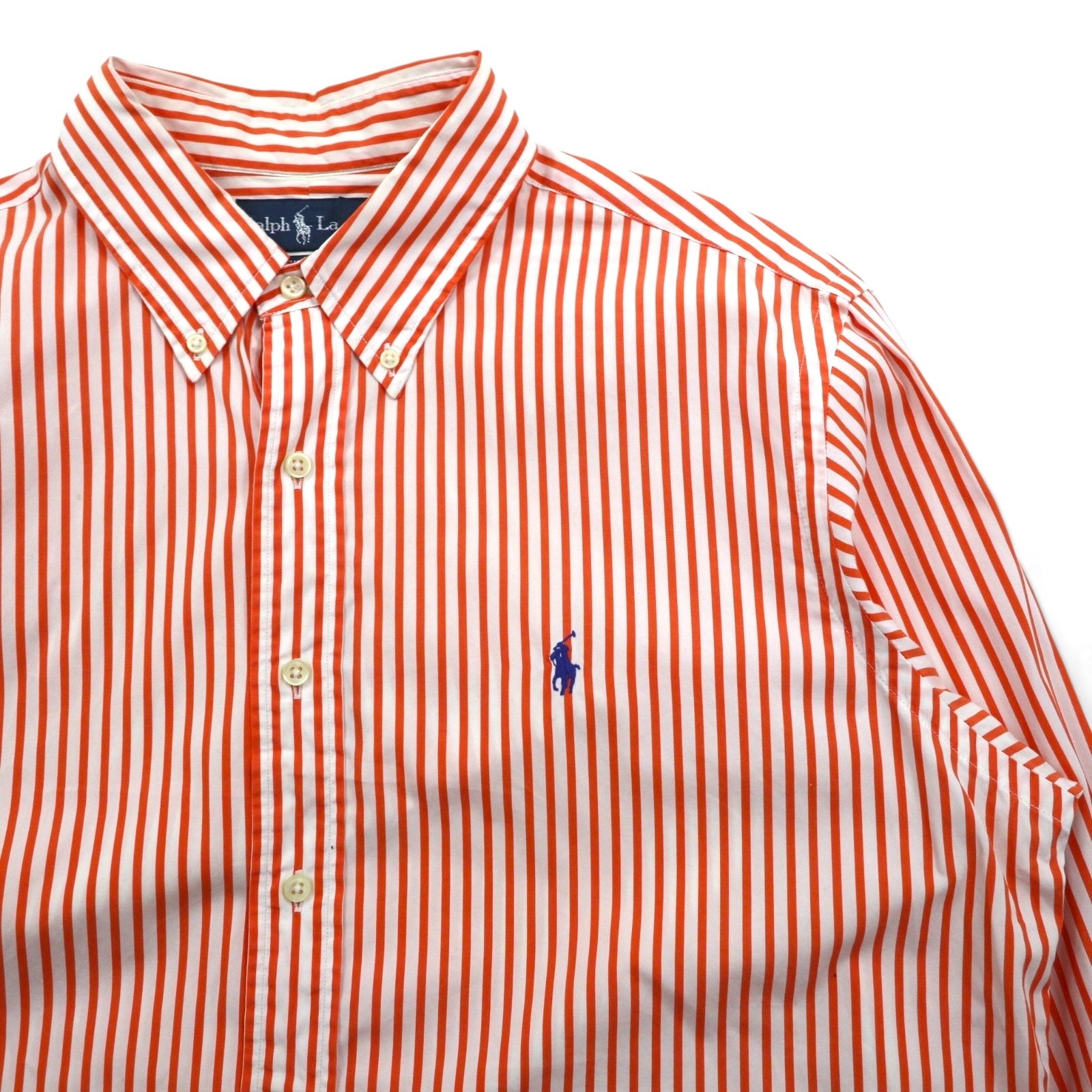 Ralph Lauren 90年代 ボタンダウン シャツ XL オレンジ ストライプ スモールポニー刺繡