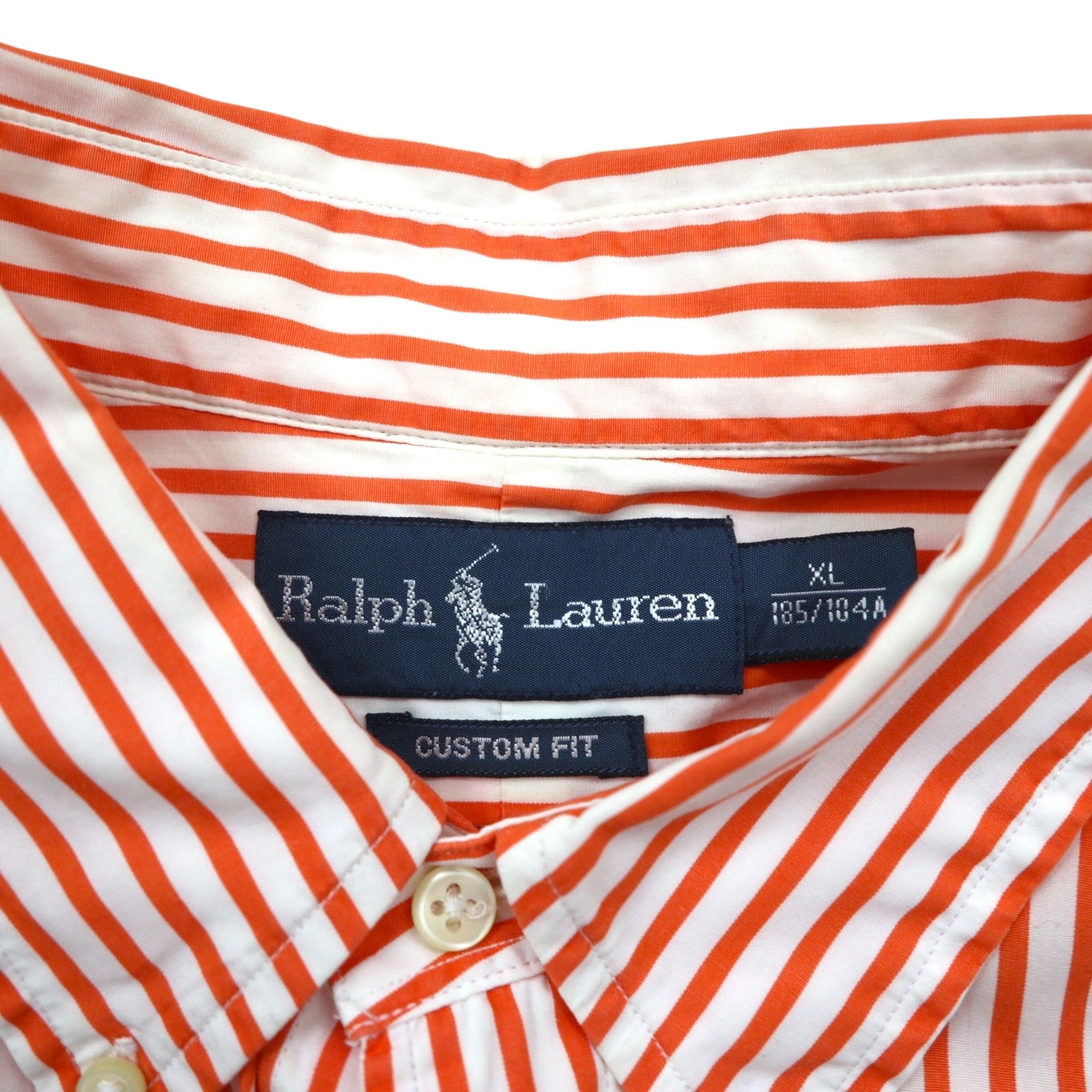 Ralph Lauren 90年代 ボタンダウン シャツ XL オレンジ ストライプ スモールポニー刺繡
