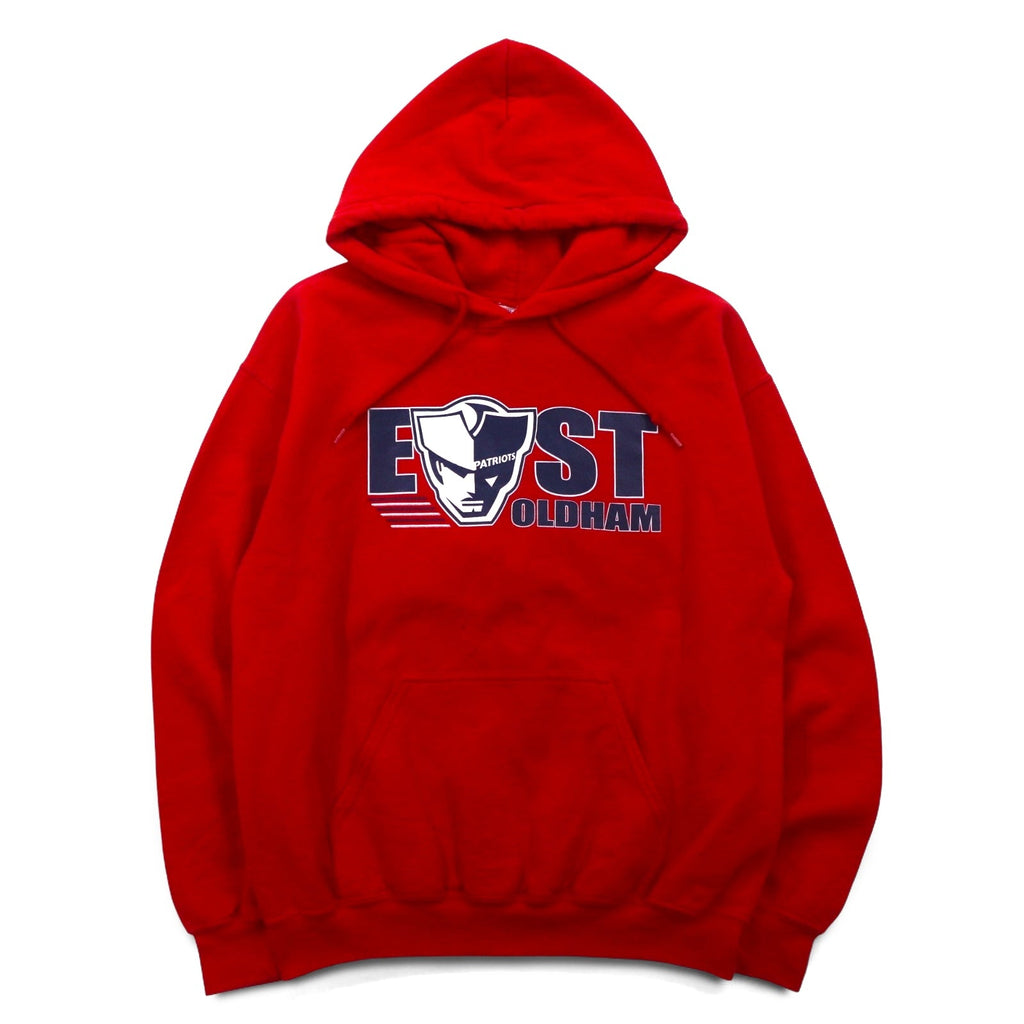 GILDAN Felpa con cappuccio M Rossa Cotone felpato EAST PATRIOTS OLDHAM