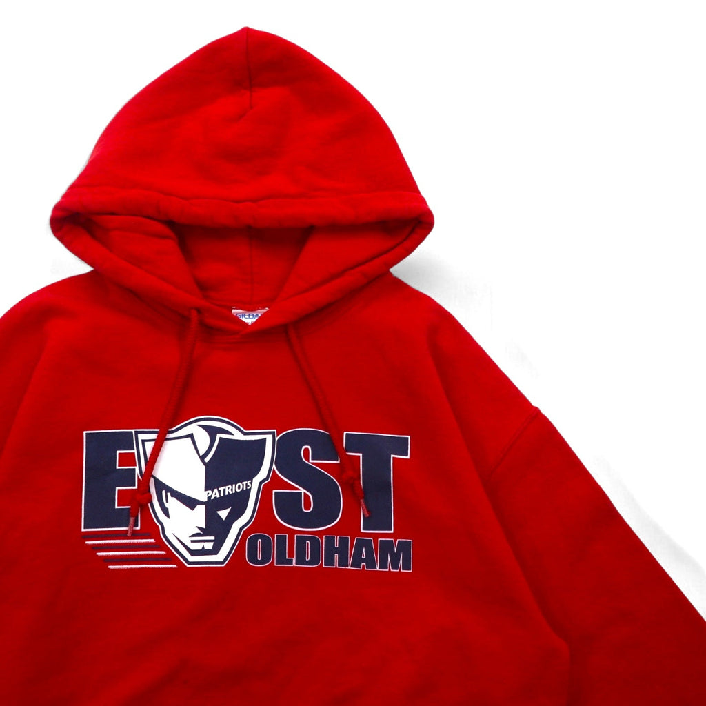 GILDAN Felpa con cappuccio M Rossa Cotone felpato EAST PATRIOTS OLDHAM