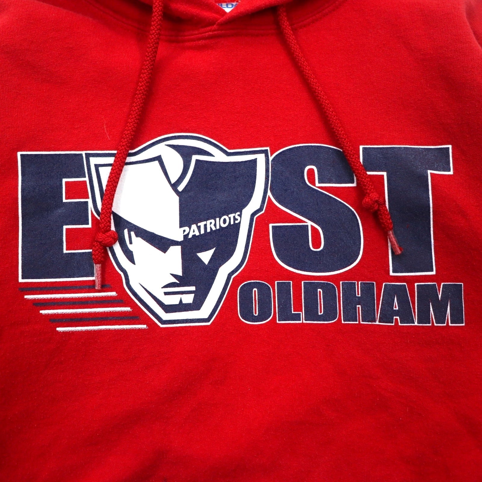 GILDAN Felpa con cappuccio M Rossa Cotone felpato EAST PATRIOTS OLDHAM