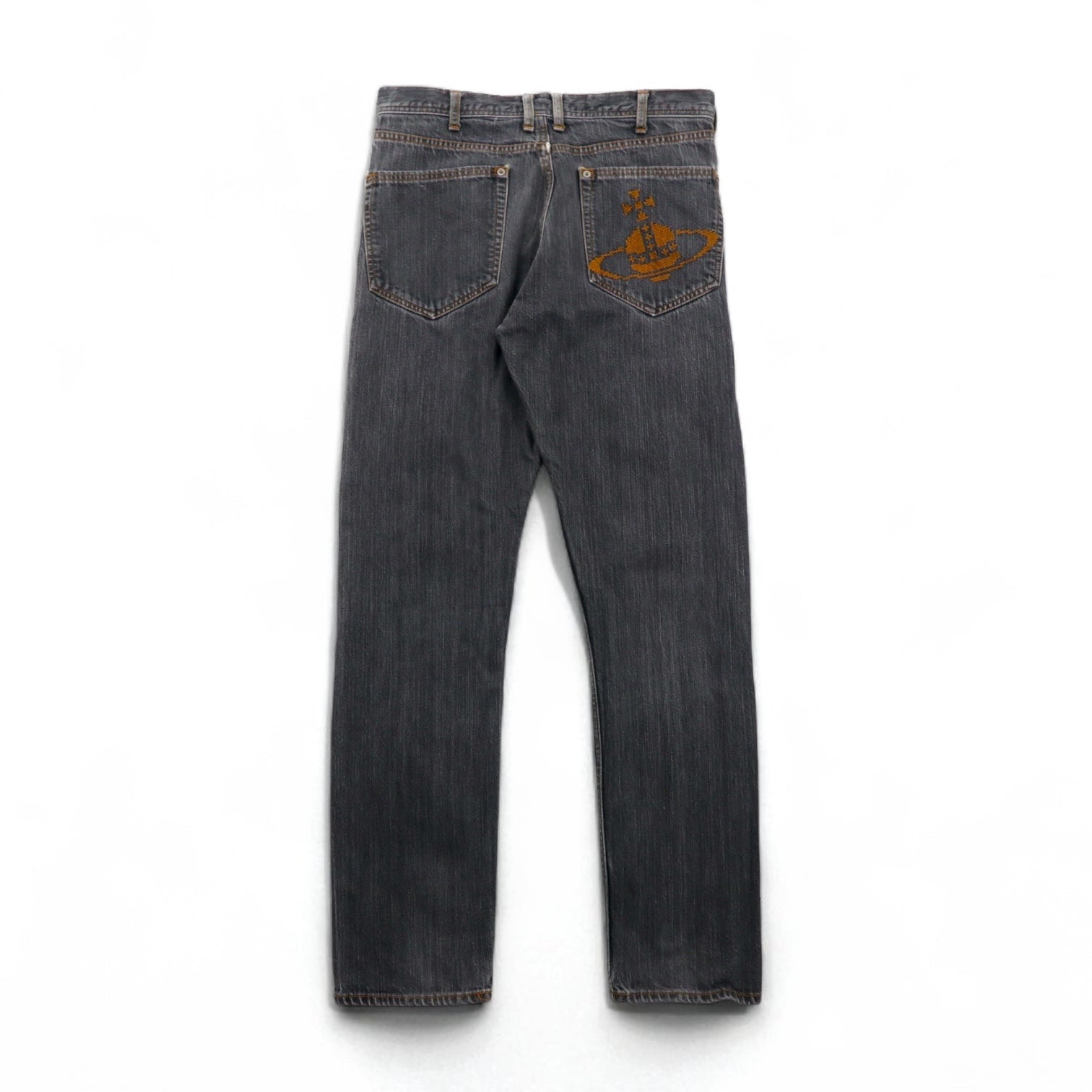 VIVIENNE WESTWOOD MAN Jeans in denim ricamato con orb M Grigio Cotone Fatto in Giappone
