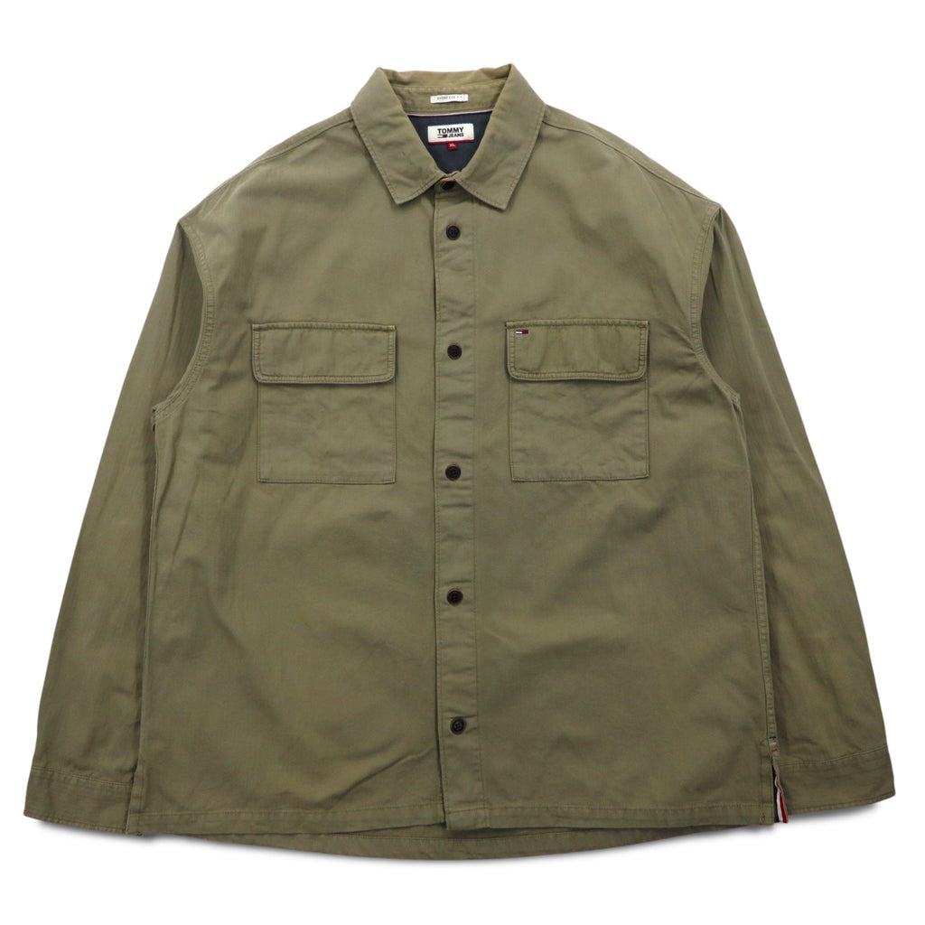 TOMMY JEANS Camicia da lavoro oversize XL Cachi Cotone OVERSIZED FIT DM0DM4203
