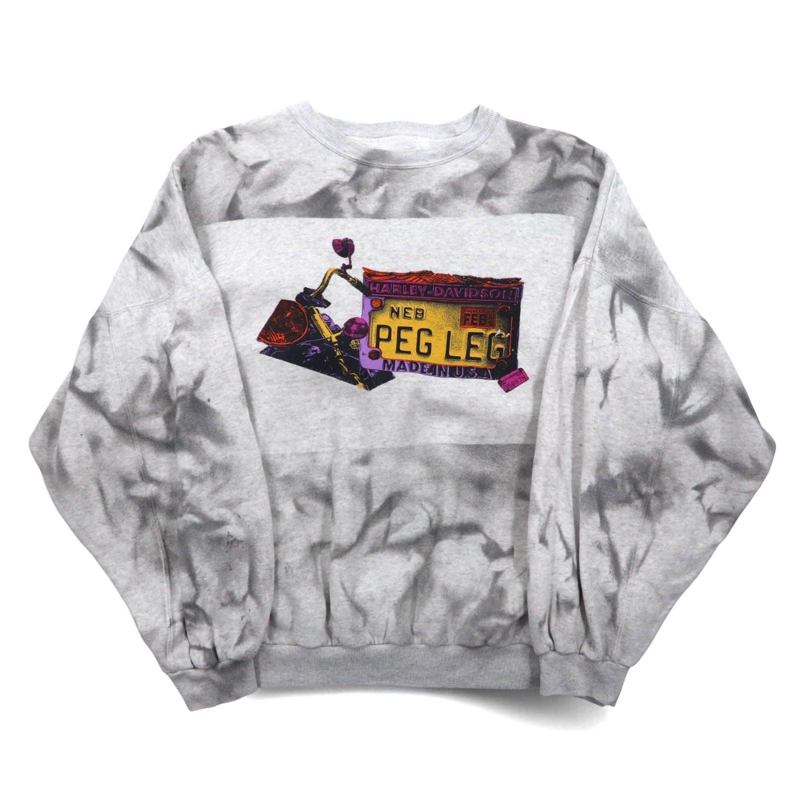 Felpa HARLEY DAVIDSON USA tie-dye L grigio stampa cotone felpato