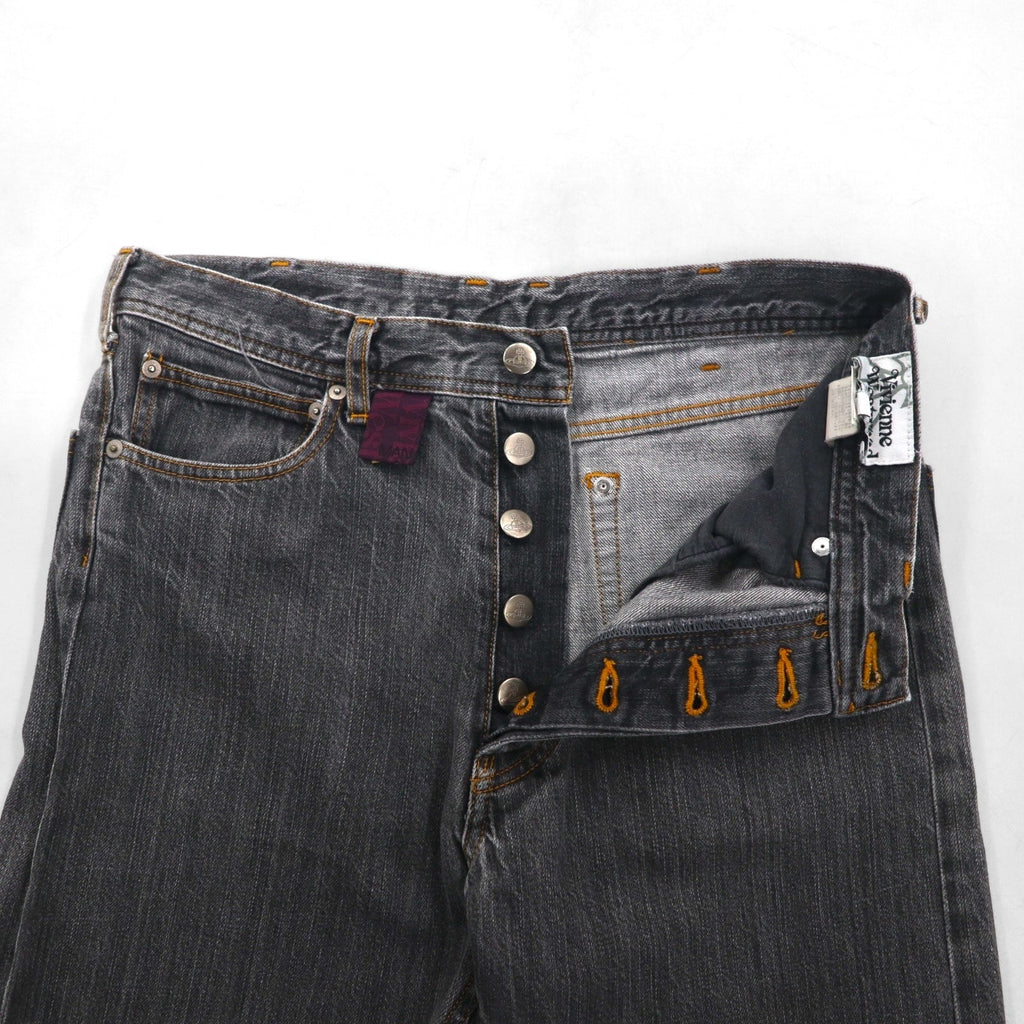 VIVIENNE WESTWOOD MAN Jeans in denim ricamato con orb M Grigio Cotone Fatto in Giappone