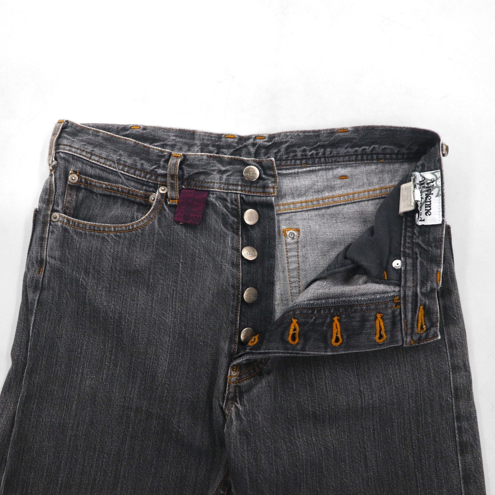 VIVIENNE WESTWOOD MAN Jeans in denim ricamato con orb M Grigio Cotone Fatto in Giappone