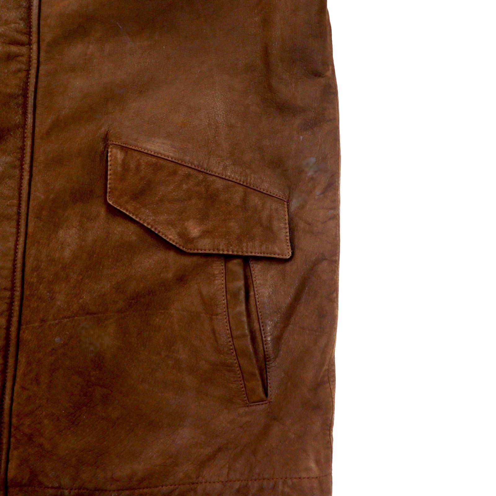 Columbia Anni '90 Giacca in pelle Car Coat L Marrone Fodera a quadri Prodotto in Pakistan