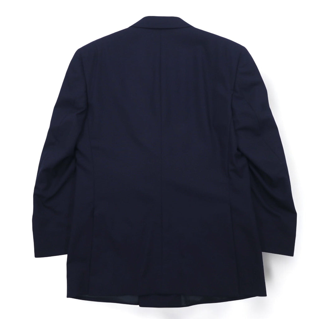 Burberry's USA Blazer doppiopetto in lana Super 100's, blu navy, taglia L, con etichetta ACTWU, bottoni dorati e revers a punta.