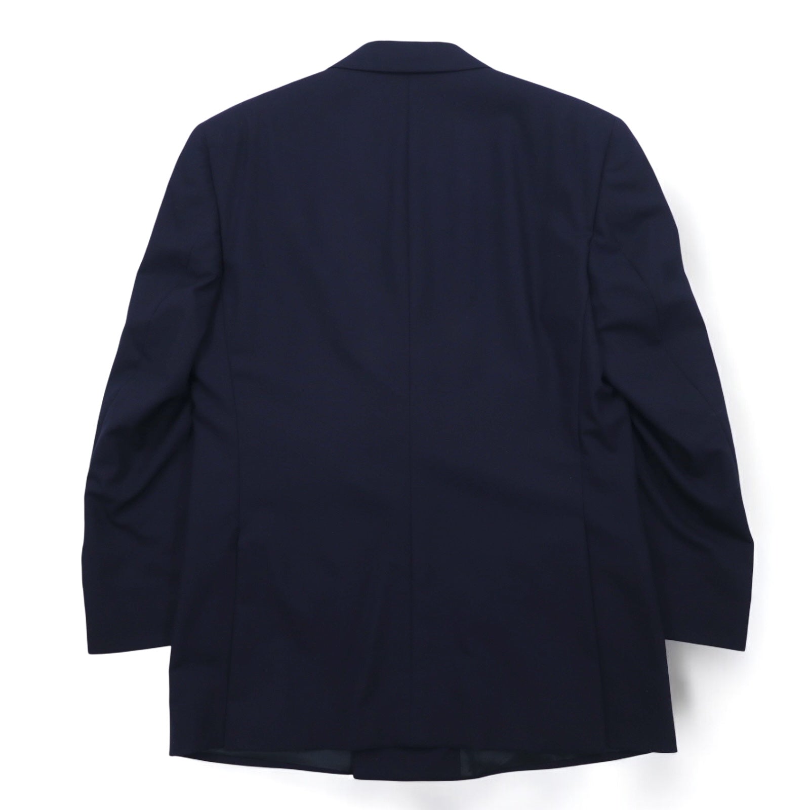 Burberry's USA Blazer doppiopetto in lana Super 100's, blu navy, taglia L, con etichetta ACTWU, bottoni dorati e revers a punta.