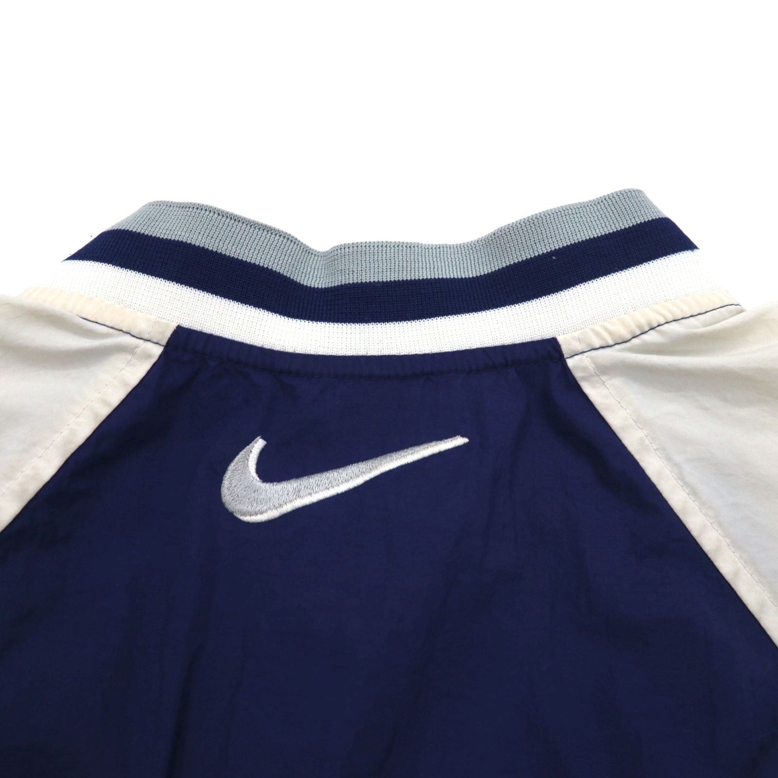 NIKE 90年代 銀タグ リブライン ピステ プルオーバー ナイロンジャケット L ネイビー スウォッシュ