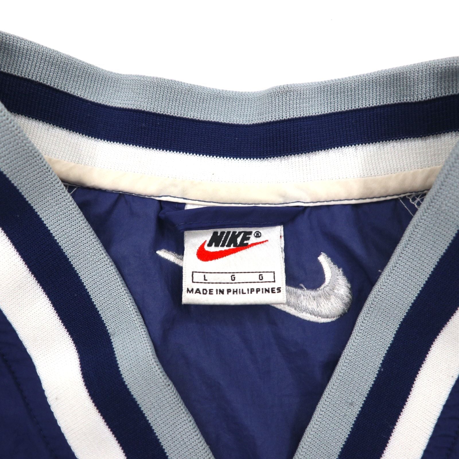NIKE 90年代 銀タグ リブライン ピステ プルオーバー ナイロンジャケット L ネイビー スウォッシュ