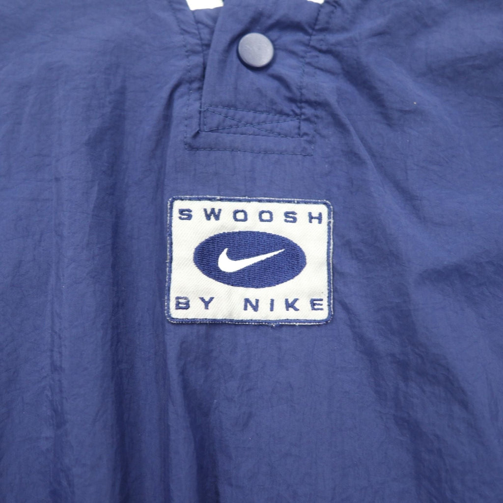 NIKE 90年代 銀タグ リブライン ピステ プルオーバー ナイロンジャケット L ネイビー スウォッシュ