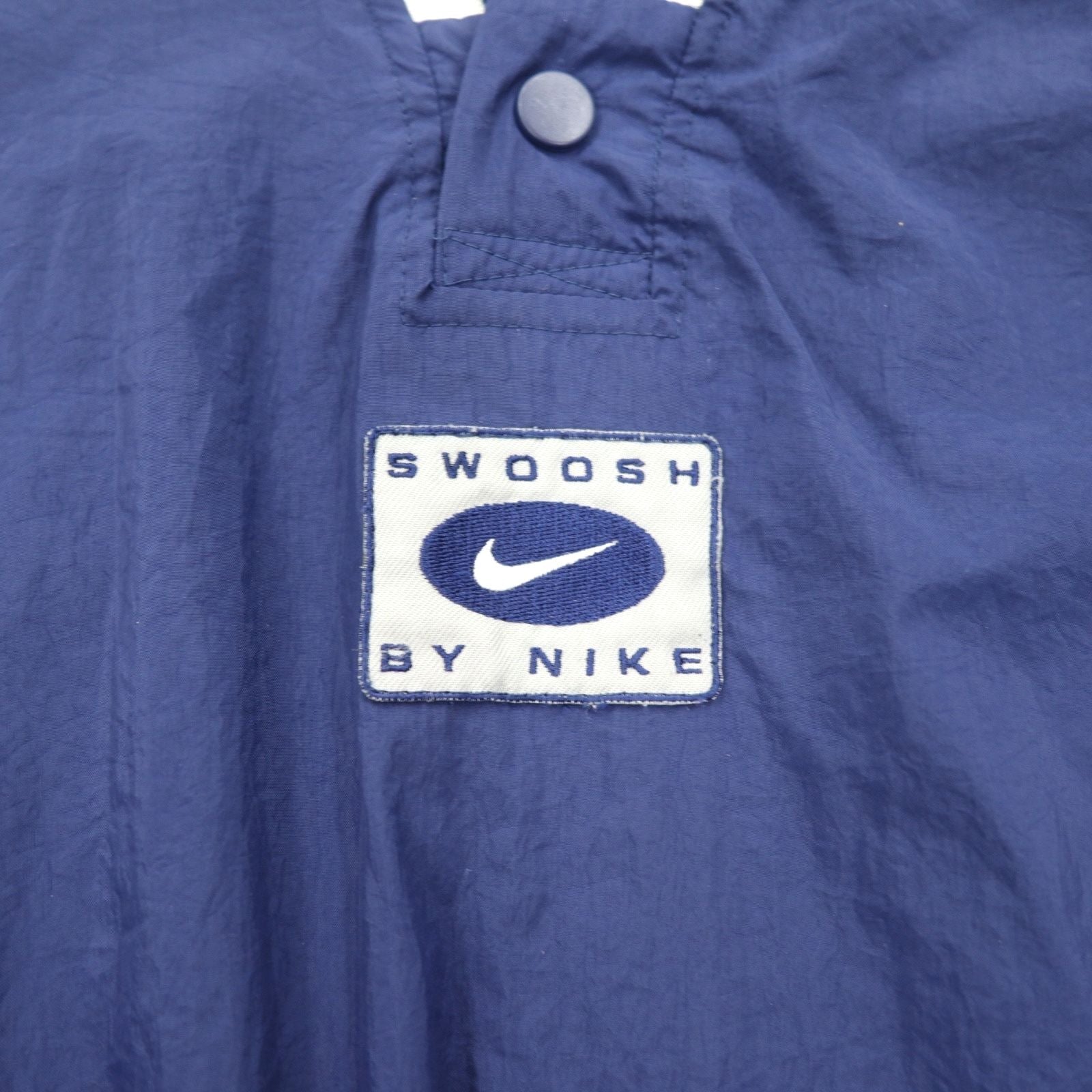 NIKE 90年代 銀タグ リブライン ピステ プルオーバー ナイロンジャケット L ネイビー スウォッシュ