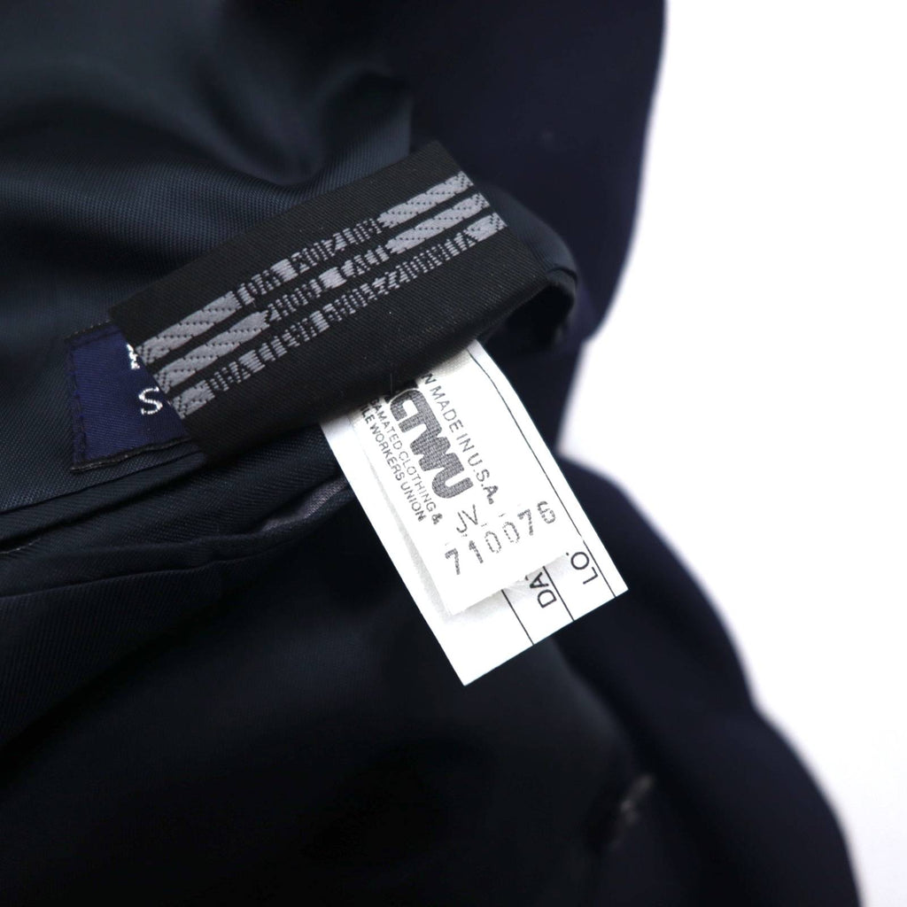 Burberry's USA Blazer doppiopetto in lana Super 100's, blu navy, taglia L, con etichetta ACTWU, bottoni dorati e revers a punta.