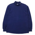 NIKE USA 90s maglietta a collo alto a maniche lunghe L blu navy cotone ricamo logo Swoosh etichetta argento taglia grande