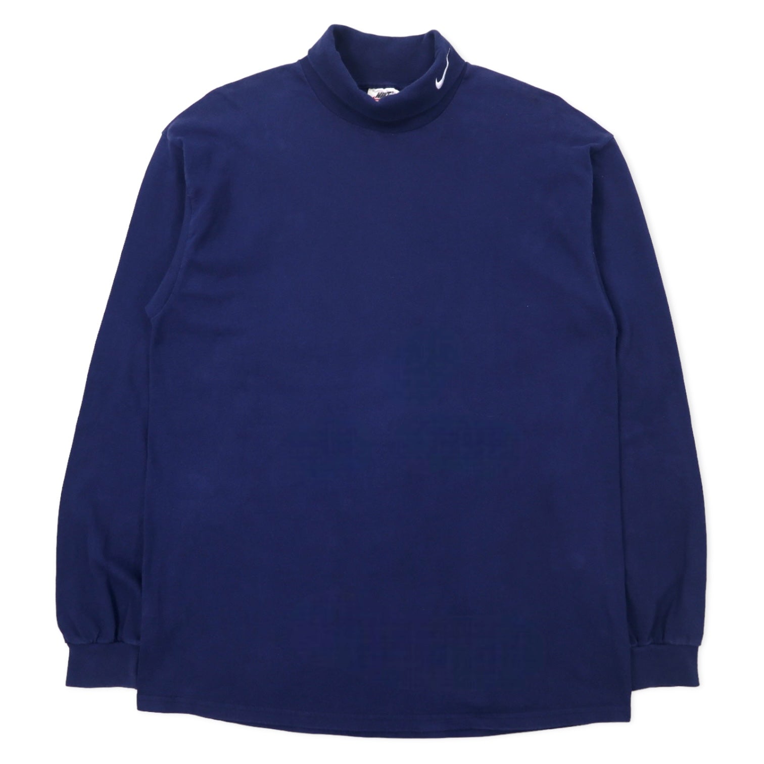 NIKE USA 90s maglietta a collo alto a maniche lunghe L blu navy cotone ricamo logo Swoosh etichetta argento taglia grande