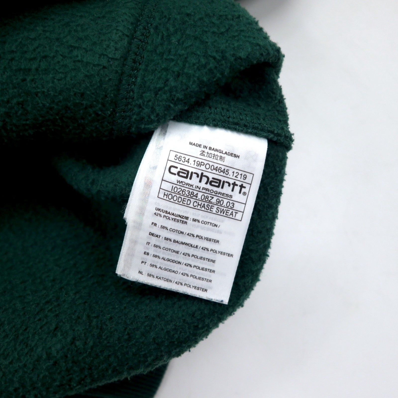 carhartt WIP Felpa con cappuccio pullover M verde cotone HOODED CHASE SWEAT 1026384