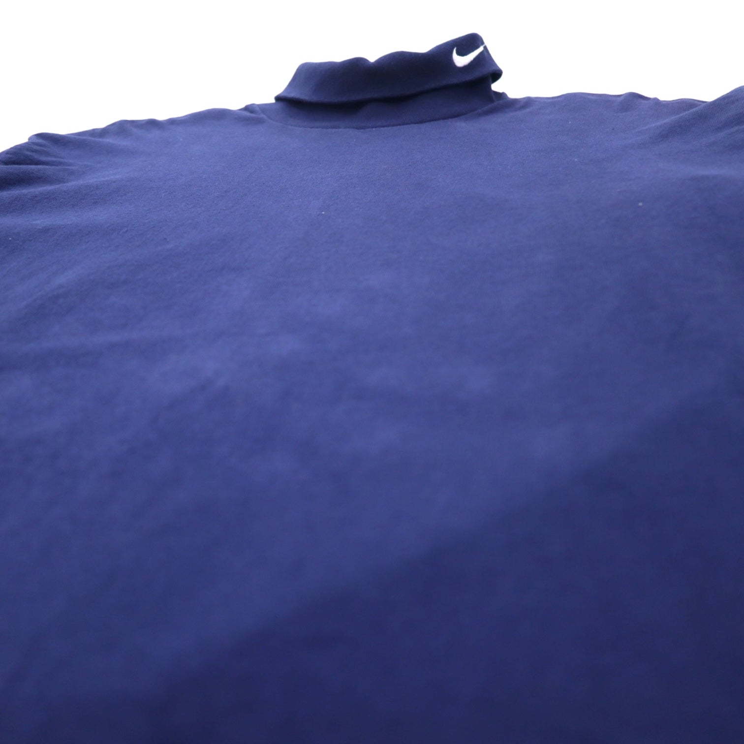 NIKE USA 90s maglietta a collo alto a maniche lunghe L blu navy cotone ricamo logo Swoosh etichetta argento taglia grande
