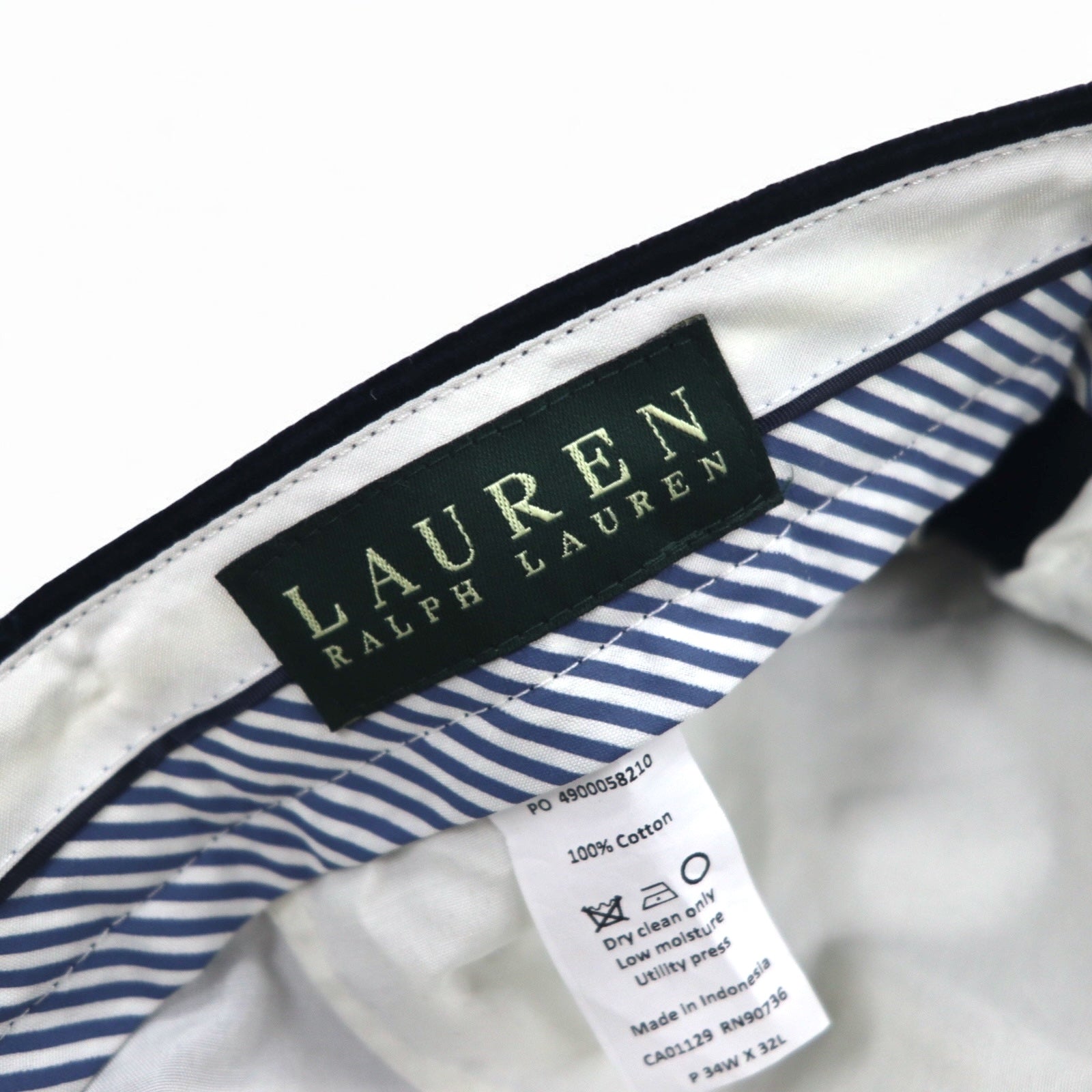 LAUREN RALPH LAUREN Pantaloni in velluto a coste, taglia M, blu navy, in cotone