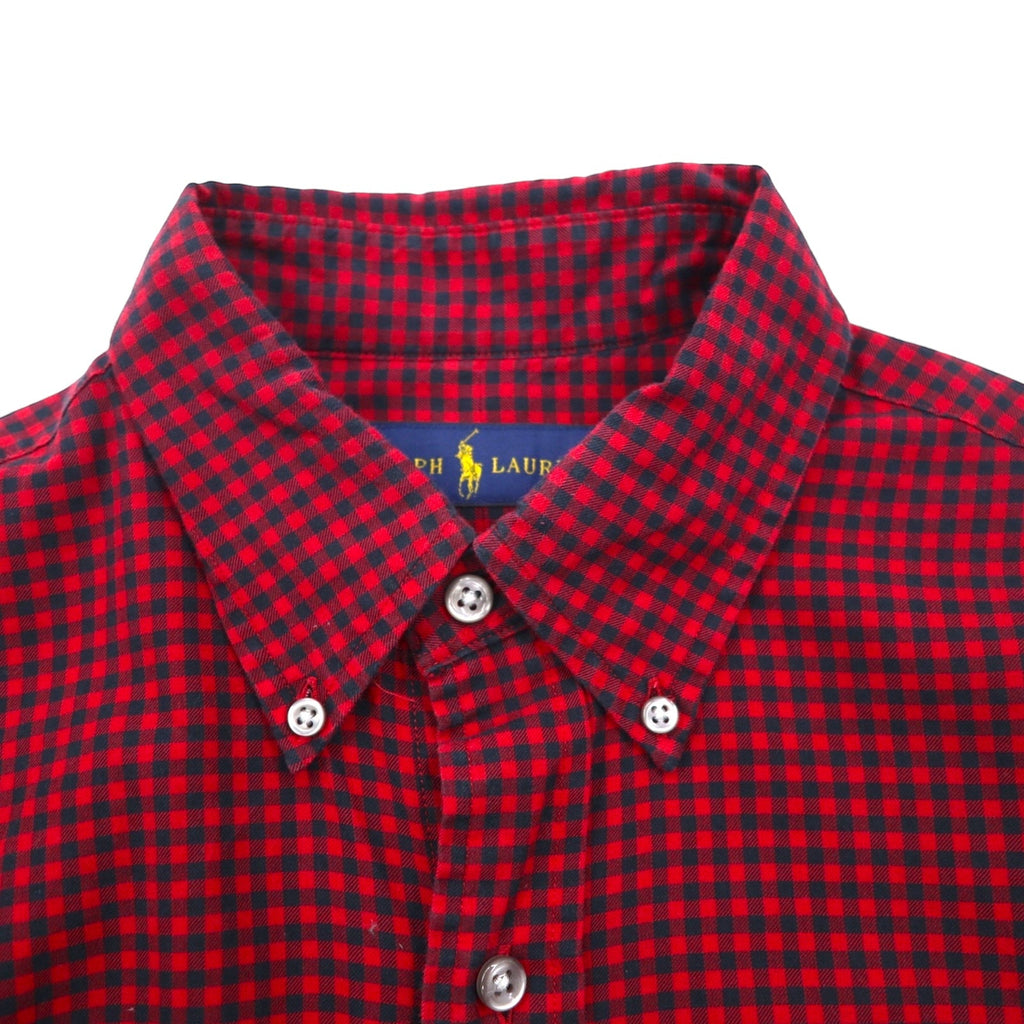 Ralph Lauren ボタンダウン シャツ S レッド ギンガムチェック スモールポニー刺繡