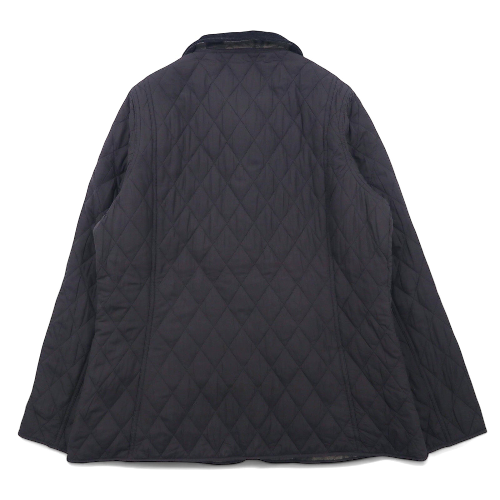 Barbour キルティングジャケット XL グレー ポリエステル ロゴ刺繍 襟コーデュロイ 裏地チェック MONTROSE QUILT JACKET LQU0572 GY52