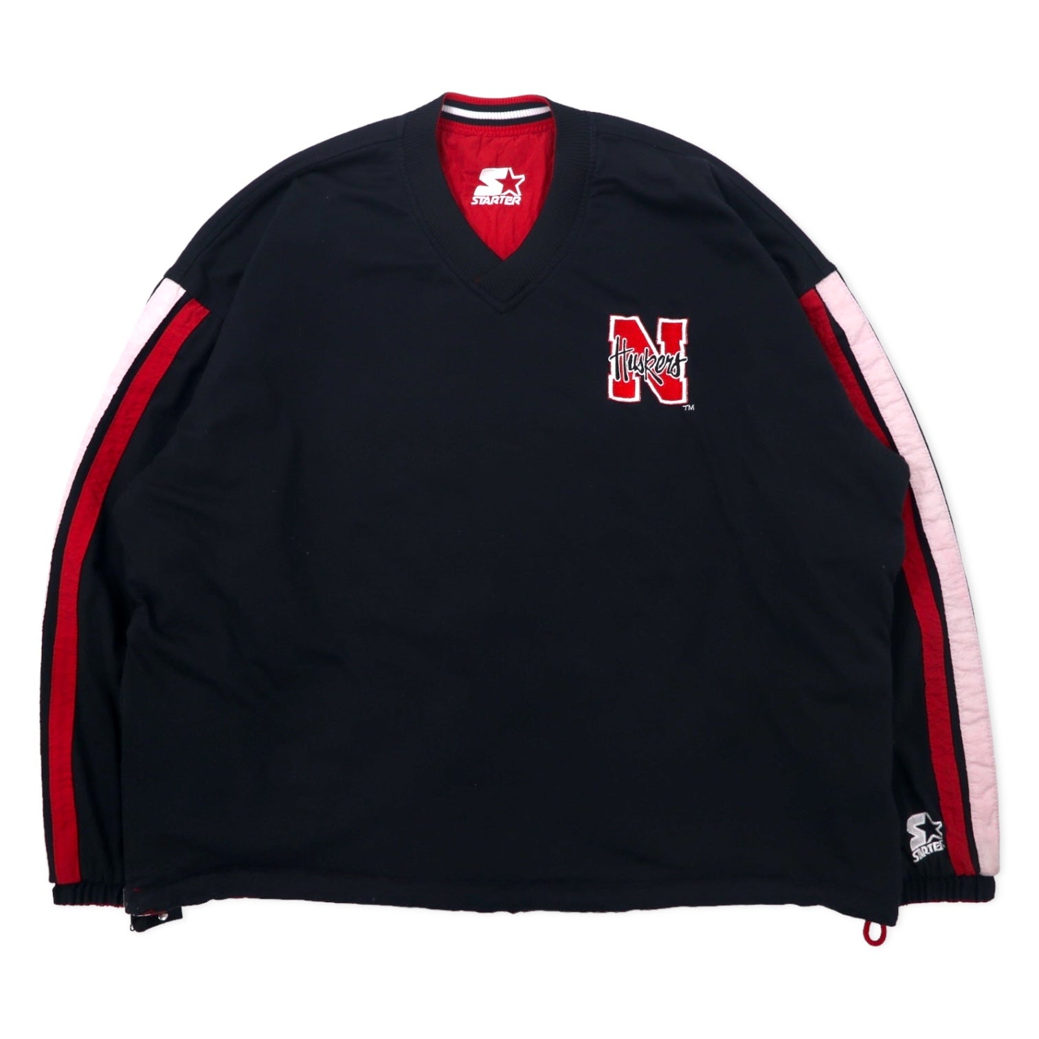 STARTER Anni '90 Giacca a vento reversibile in nylon, taglia XL, nera e rossa, college NEBRASKA HUSKERS