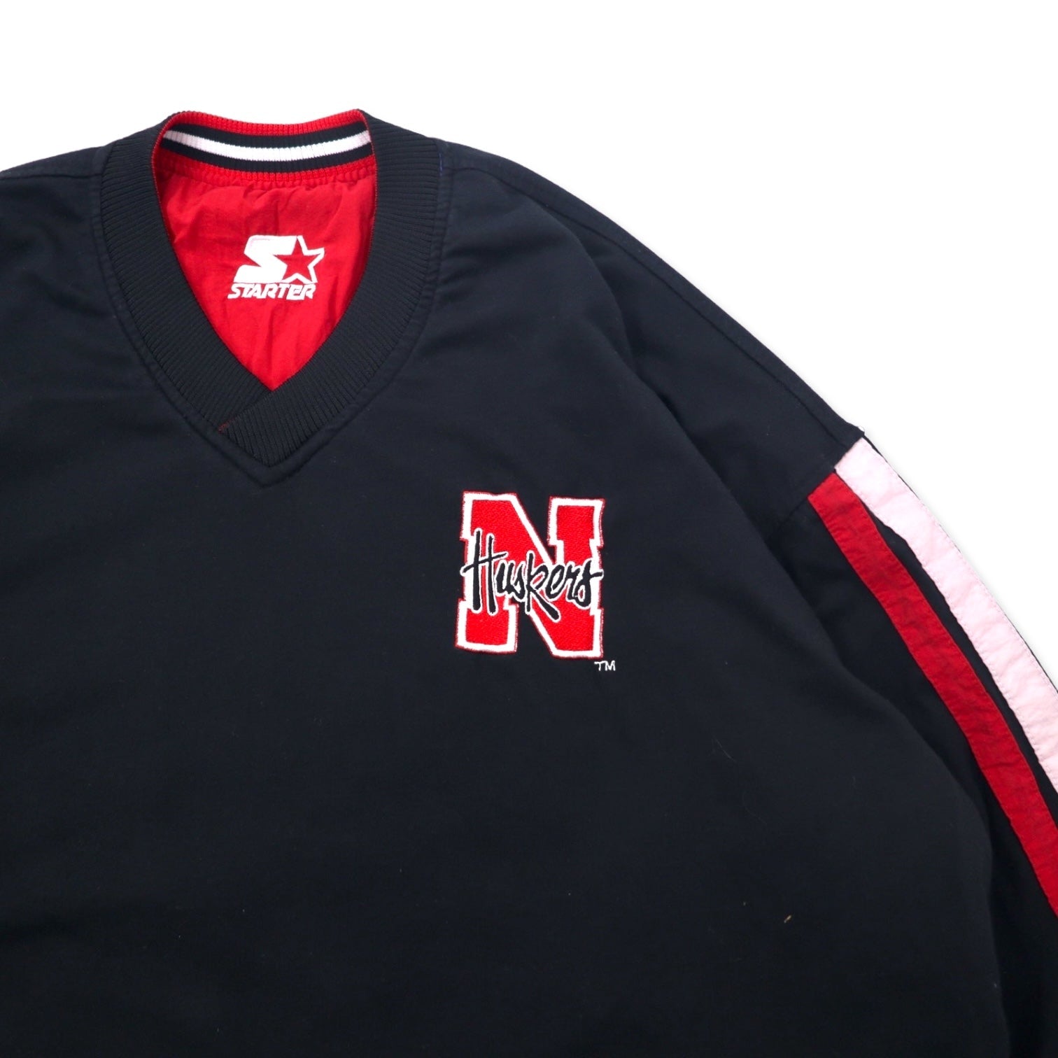 STARTER Anni '90 Giacca a vento reversibile in nylon, taglia XL, nera e rossa, college NEBRASKA HUSKERS
