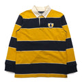 abercrombie Polo rugby a righe anni '90, taglia M, giallo navy, con numero e patch