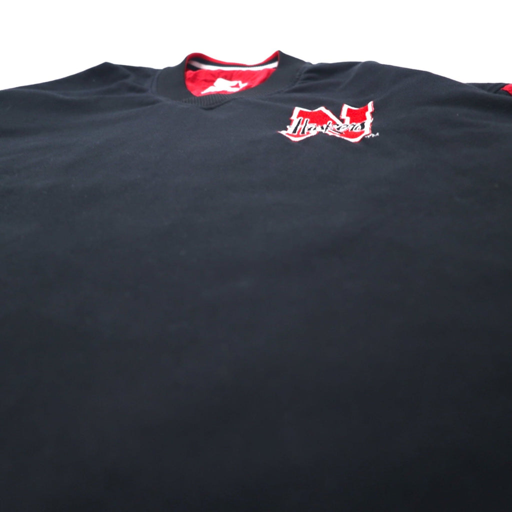 STARTER 90年代 リバーシブル ピステ プルオーバー ナイロンジャケット XL ブラック レッド カレッジ NEBRASKA HUSKERS