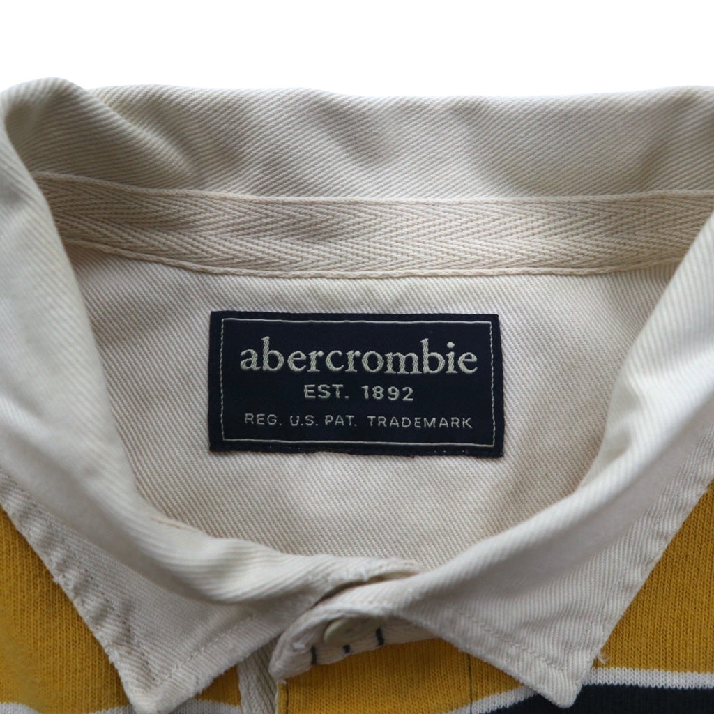 abercrombie Polo rugby a righe anni '90, taglia M, giallo navy, con numero e patch