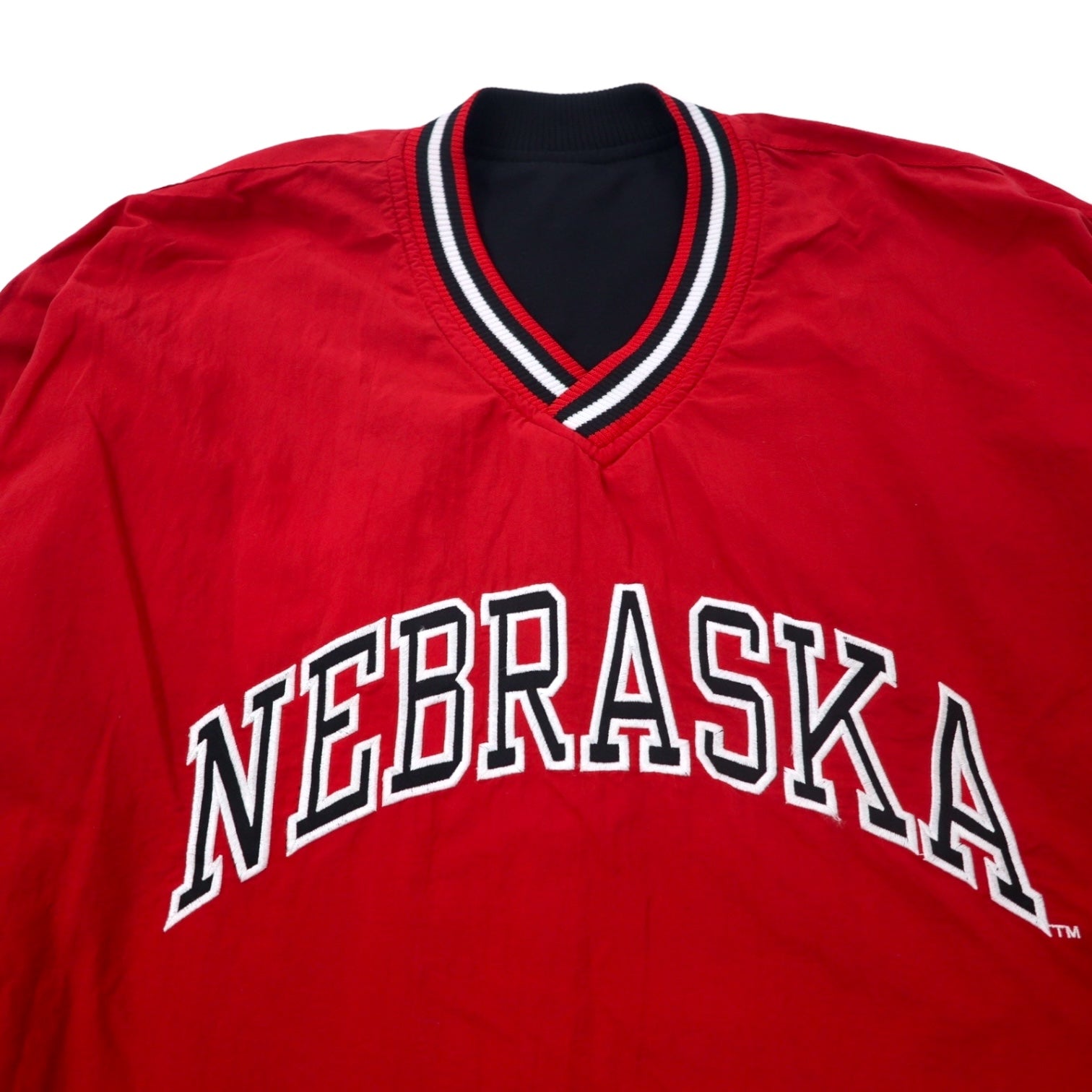 STARTER Anni '90 Giacca a vento reversibile in nylon, taglia XL, nera e rossa, college NEBRASKA HUSKERS