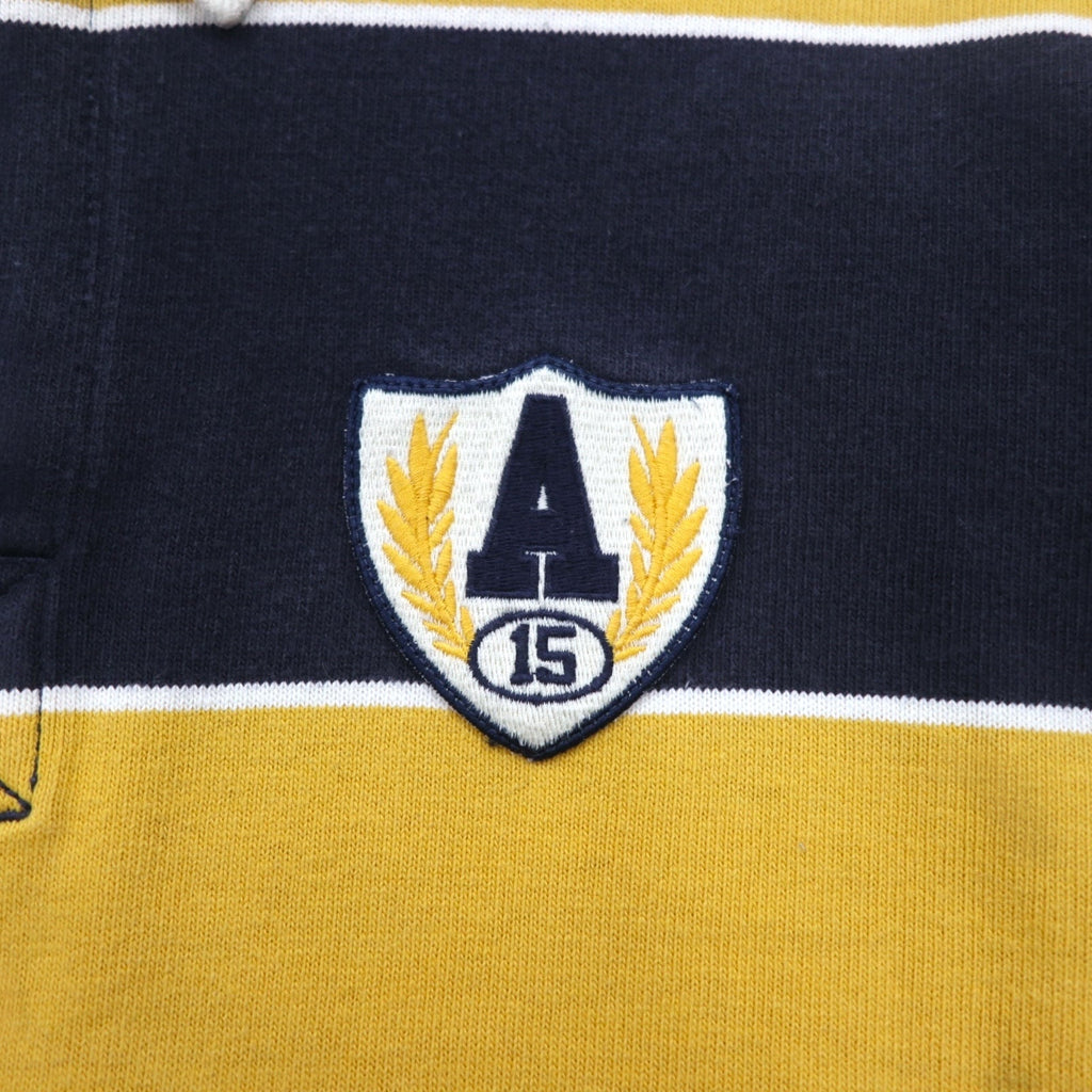 abercrombie Polo rugby a righe anni '90, taglia M, giallo navy, con numero e patch