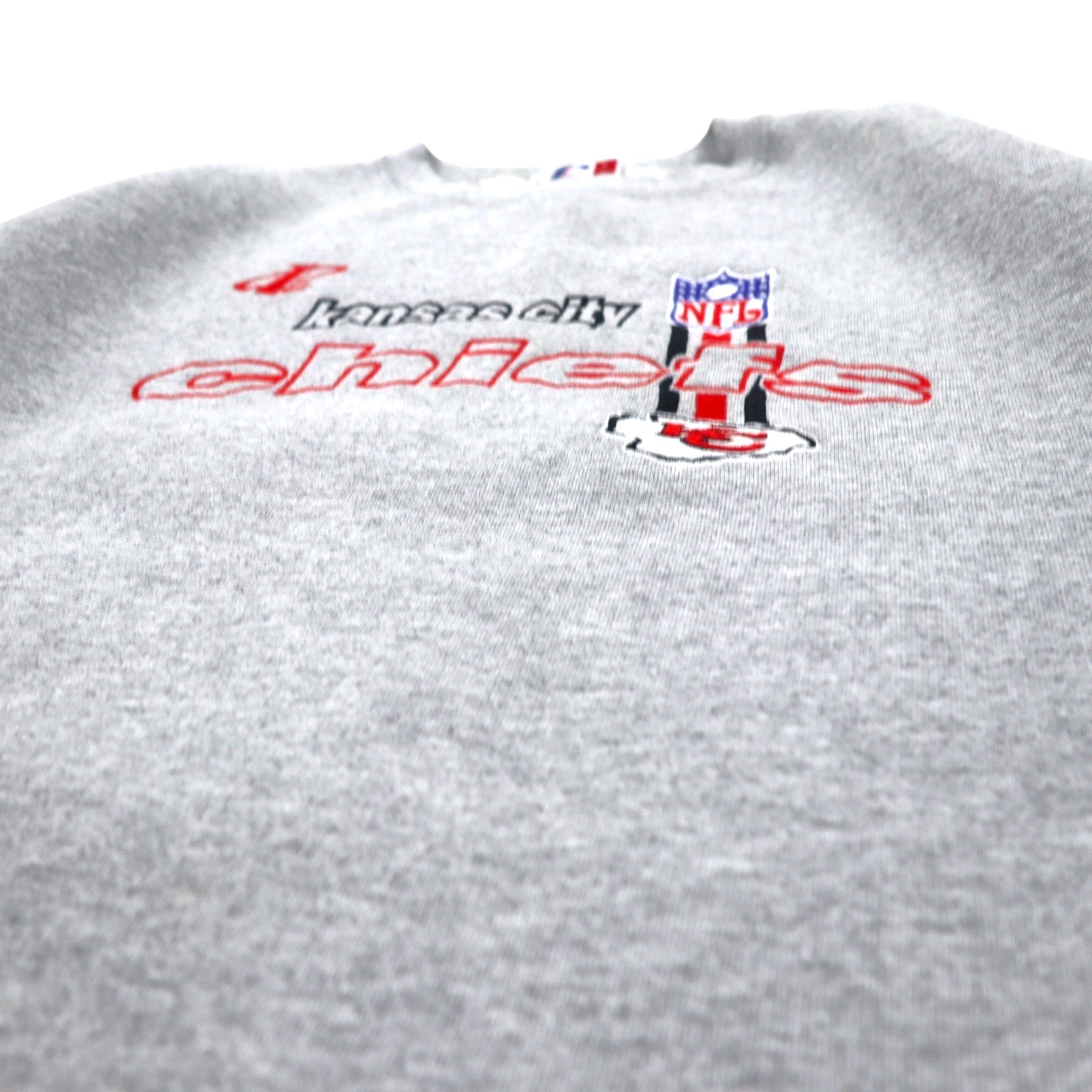 USA, anni '90, LOGO ATHLETIC NFL, ricamo, felpa pesante, L, grigio, cotone, Kansas City Chiefs