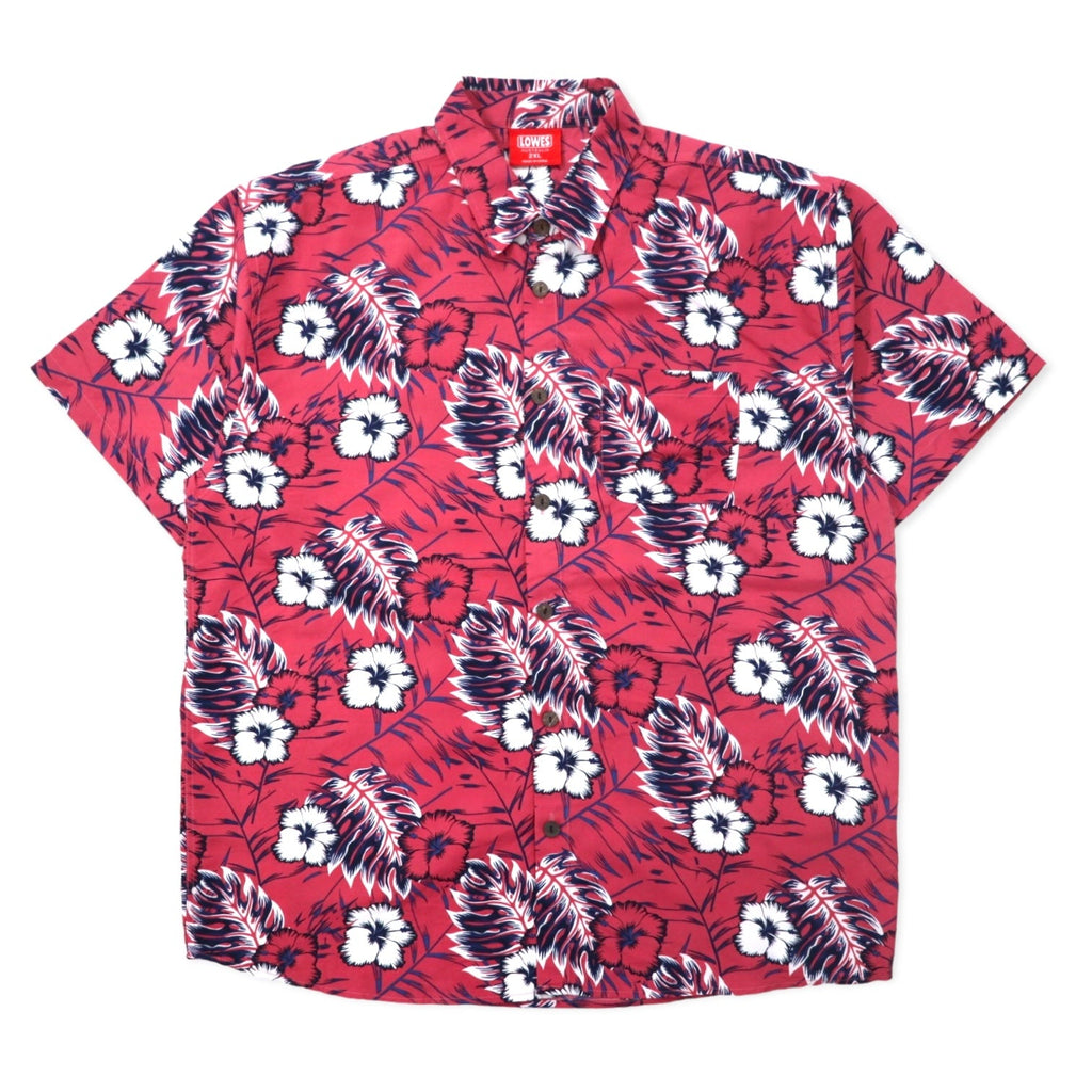 LOWES AUSTRALIA Camicia hawaiana 2XL rosa poliestere fantasia ibisco taglia grande