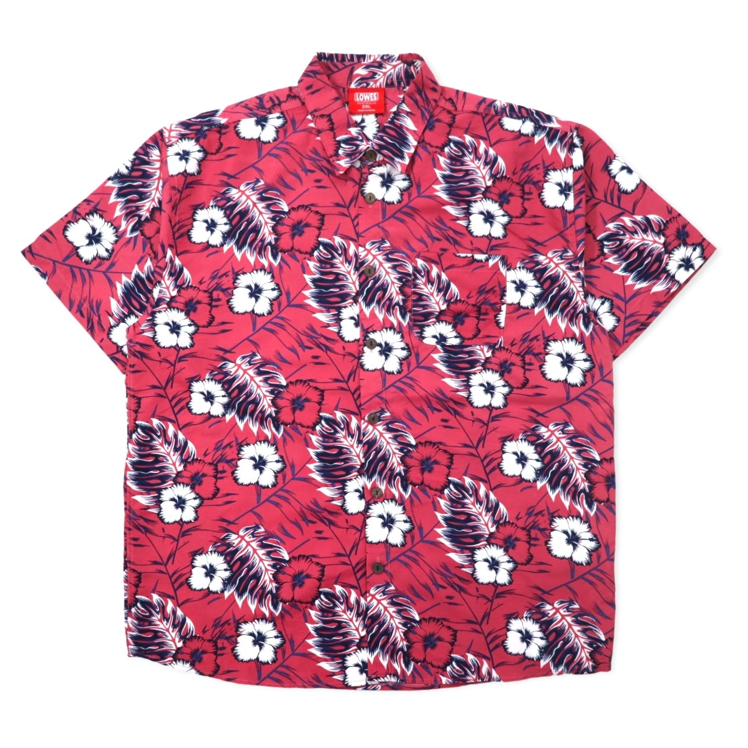 LOWES AUSTRALIA Camicia hawaiana 2XL rosa poliestere fantasia ibisco taglia grande
