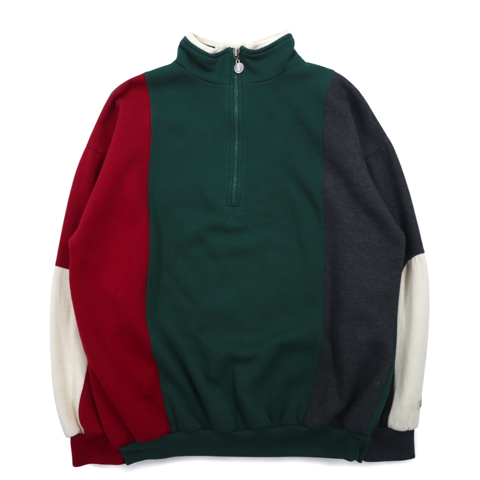 Christian Dior Anni '90 Felpa a mezza zip L Verde Color block Crazy pattern Poliestere Cotone