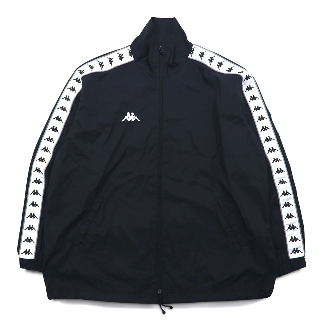 Kappa giacca in nylon anni '90, giacca da tuta, felpa, taglia L, nera, con nastro logo e strisce laterali